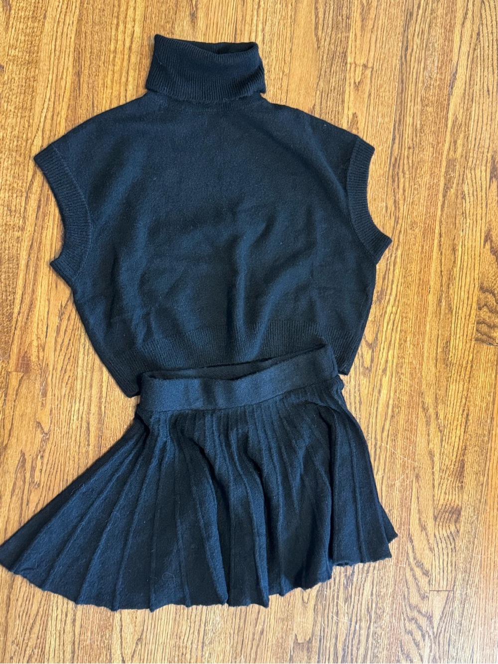 Double Zero Black Knit Two-Piece Set with Turtleneck